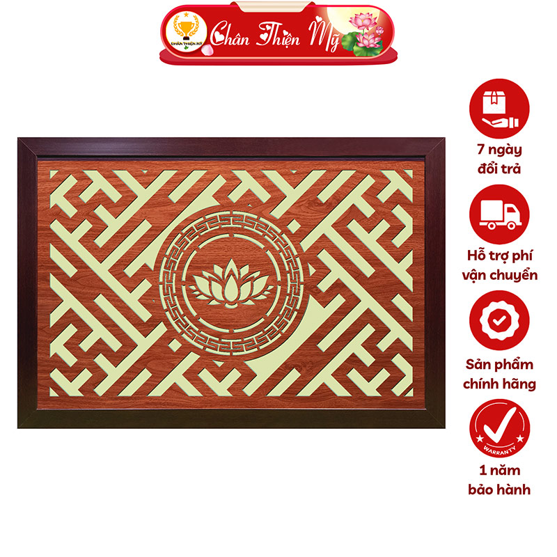 Tấm Chống Ám Khói Bàn Thờ Hoa Sen Cắt CNC CHÂN THIỆN MỸ, Ốp Trần Nhà, Phụ Kiện Trang Trí Bàn Thờ Bằng Gỗ CNC-TCK-08