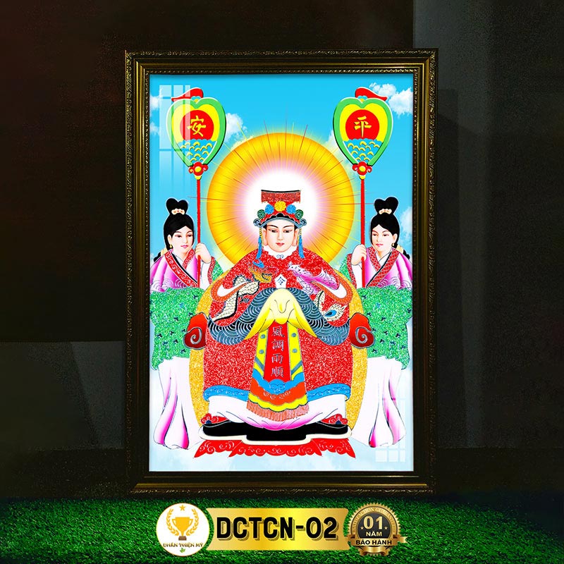 Tranh Thờ Chúa Tiên Chúa Ngọc Có Đèn CHÂN THIỆN MỸ, Trang Trí Bàn Thờ Treo Tường Cùng Tượng Phật DCTCN-02