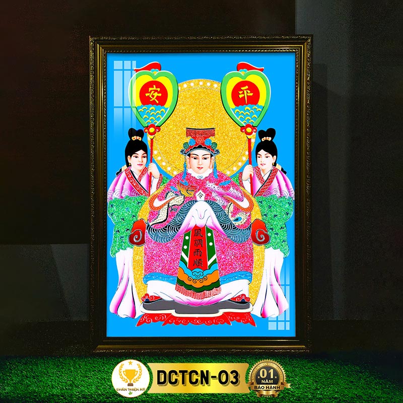 Tranh Treo Phòng Thờ Chúa Tiên Chúa Ngọc Có Đèn CHÂN THIỆN MỸ, Trang Trí Bàn Thờ Phật Treo Tường DCTCN-03