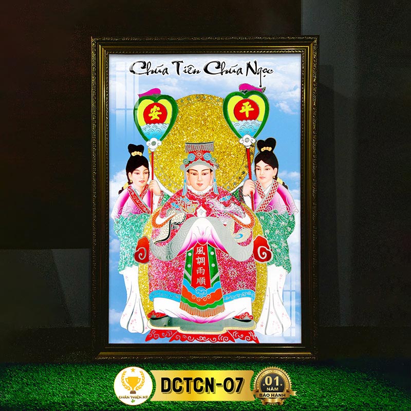 Tranh Thờ Chúa Tiên Chúa Ngọc Có Đèn CHÂN THIỆN MỸ, Trang Trí Bàn Thờ Treo Tường Cùng Tượng Phật DCTCN-07