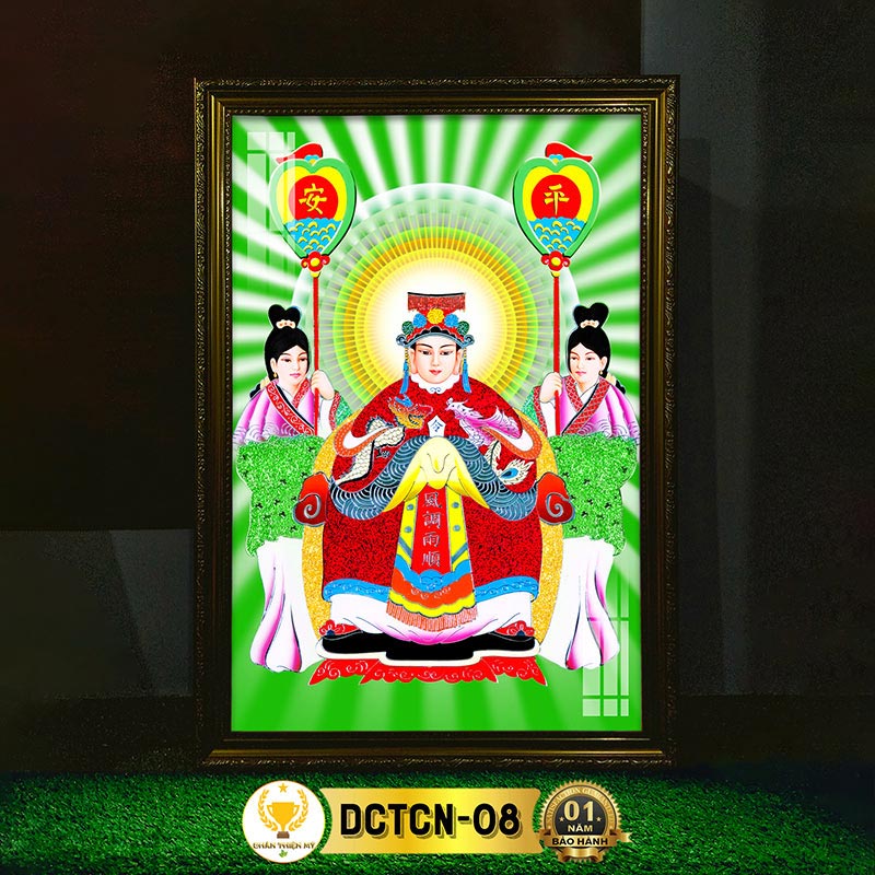 Tranh Treo Phòng Thờ Chúa Tiên Chúa Ngọc Có Đèn CHÂN THIỆN MỸ, Trang Trí Bàn Thờ Phật Treo Tường DCTCN-08