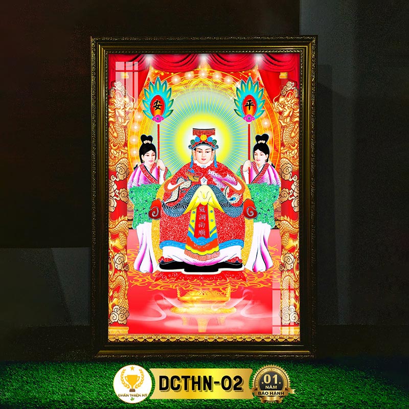 Tranh Thờ Cửu Thiên Huyền Nữ Có Đèn CHÂN THIỆN MỸ, Treo Tường Trang Trí Bàn Thờ Cùng Tượng Phật DCTHN-02