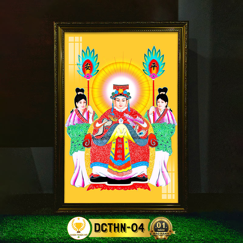 Tranh Phật Treo Tường Cửu Thiên Huyền Nữ Có Đèn CHÂN THIỆN MỸ, Trang Trí Bàn Thờ, Treo Phòng Thờ DCTHN-04