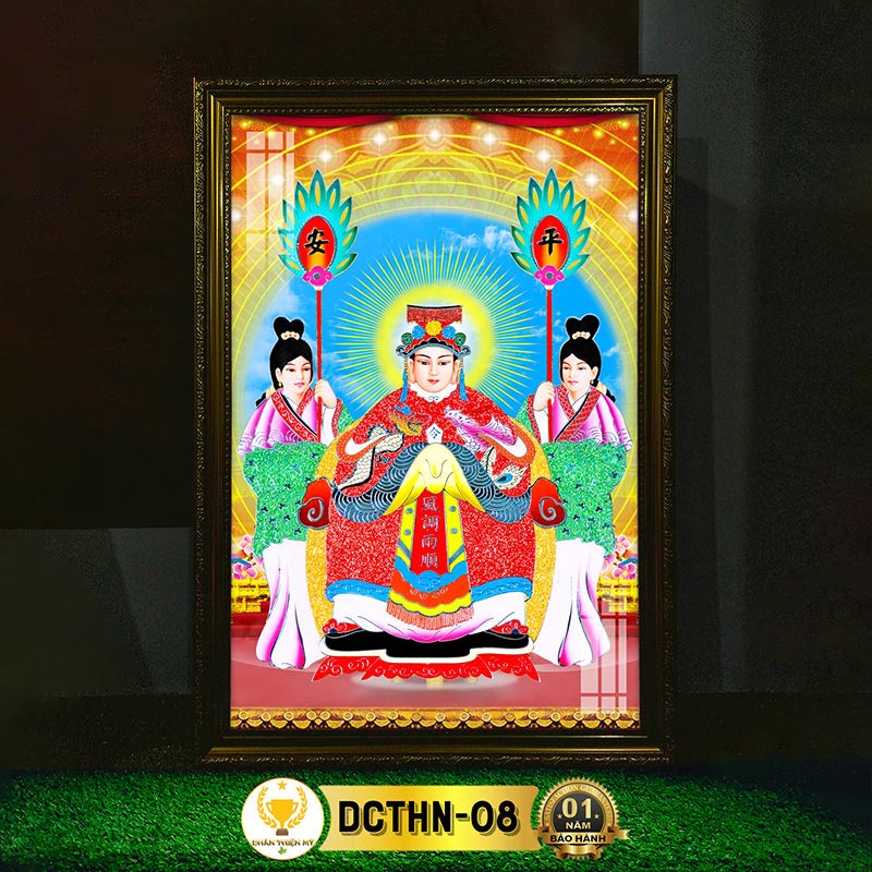 Tranh Phật Treo Tường Cửu Thiên Huyền Nữ Có Đèn CHÂN THIỆN MỸ, Trang Trí Bàn Thờ, Treo Phòng Thờ DCTHN-08