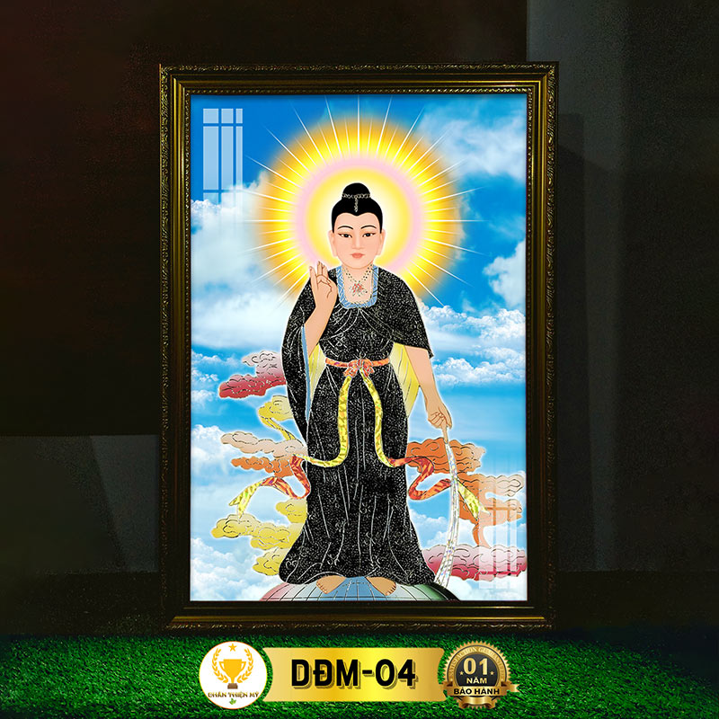 Tranh Thờ Diêu Trì Địa Mẫu Có Đèn CHÂN THIỆN MỸ, Trang Trí Bàn Thờ Treo Tường Cùng Tượng Phật DĐM-04