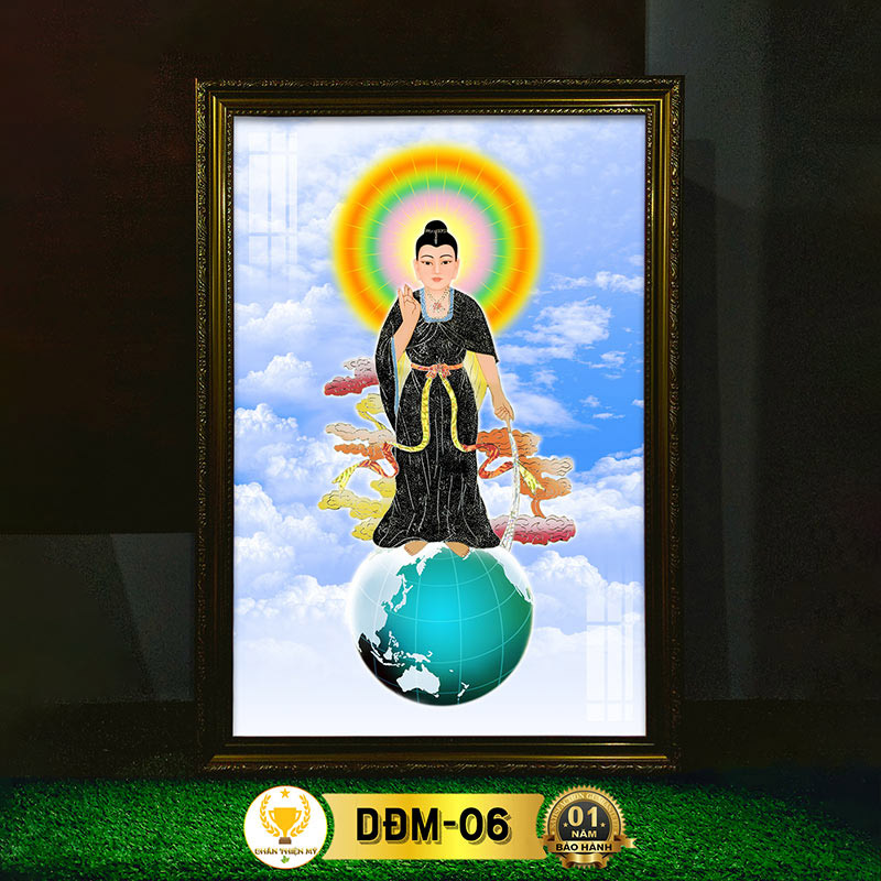 Tranh Địa Mẫu Treo Tường Có Đèn CHÂN THIỆN MỸ, Trang Trí Bàn Thờ Phật, Treo Phòng Thờ DĐM-06