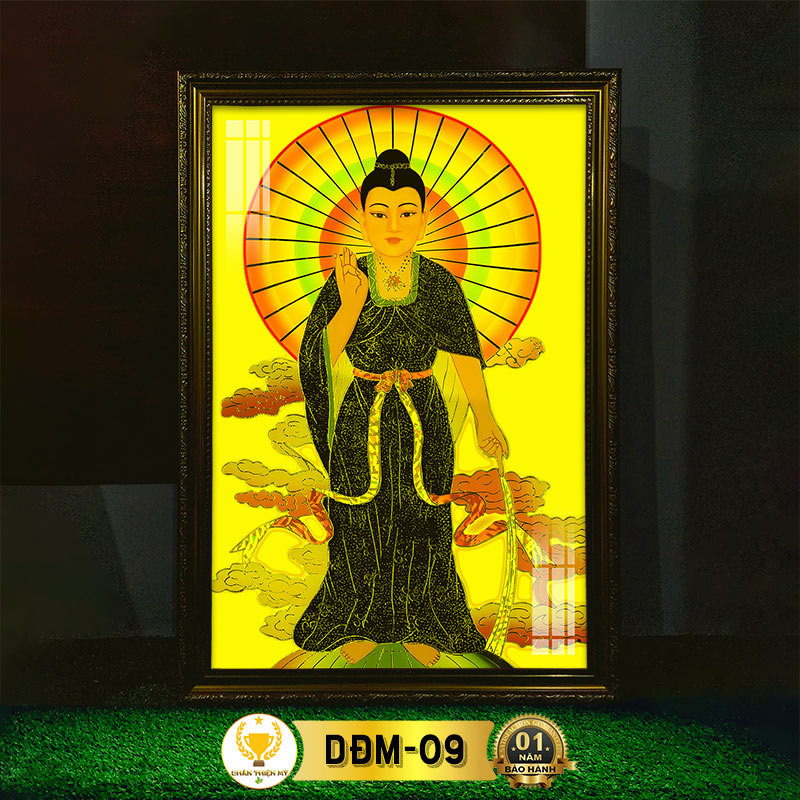 Tranh Phật Treo Tường Diêu Trì Địa Mẫu Có Đèn CHÂN THIỆN MỸ, Trang Trí Bàn Thờ, Treo Phòng Thờ DĐM-09