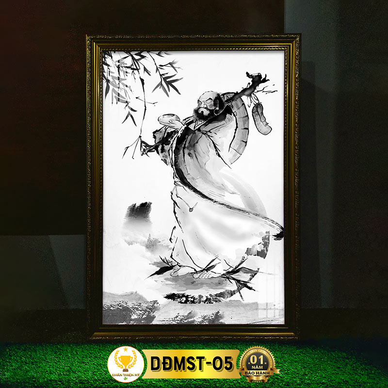 Tranh Phật Treo Tường Đạt Sư Tổ Có Đèn CHÂN THIỆN MỸ, Trang Trí Bàn Thờ, Treo Phòng Thờ DĐMST-02