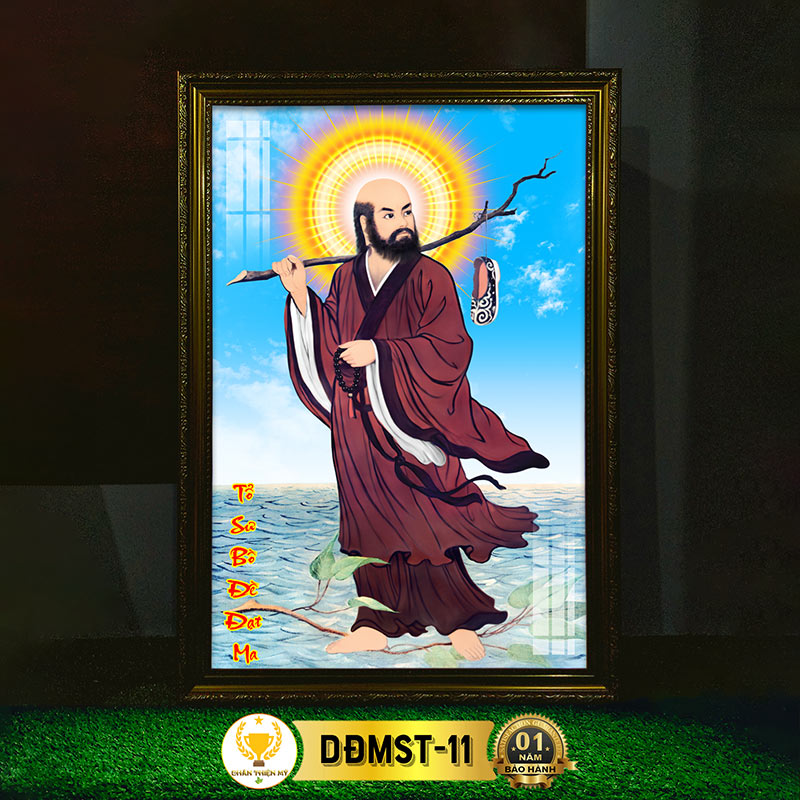 Tranh Phật Treo Tường Đạt Sư Tổ Có Đèn CHÂN THIỆN MỸ, Trang Trí Bàn Thờ, Treo Phòng Thờ DĐMST-10