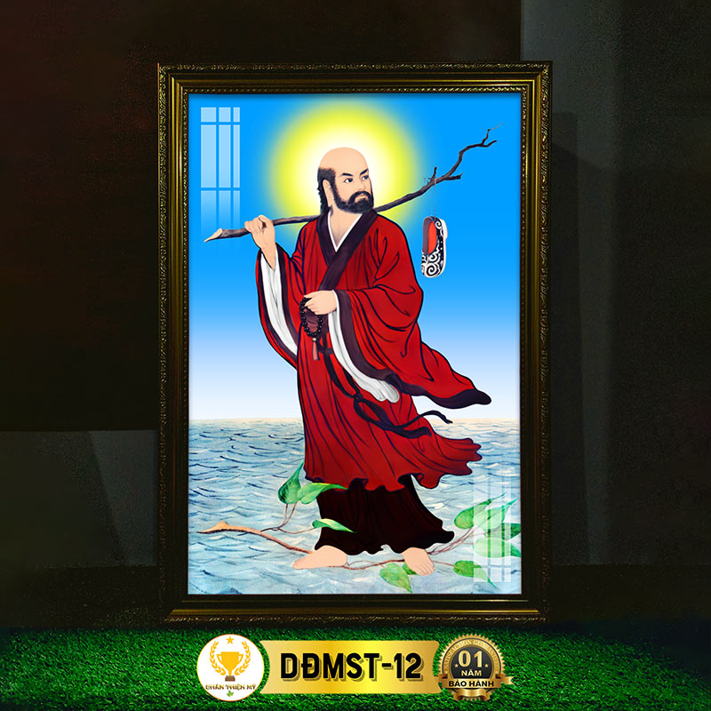 Tranh Treo Phòng Thờ Đạt Ma Sư Tổ Có Đèn CHÂN THIỆN MỸ, Trang Trí Bàn Thờ Phật Treo Tường DĐMST-12