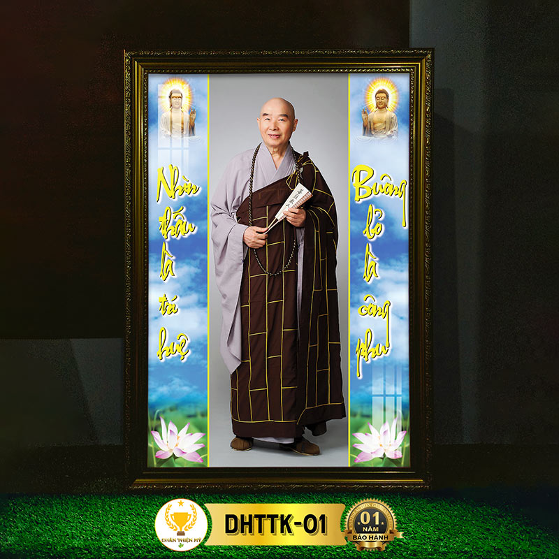 Tranh Treo Tường Hoà Thượng Tịnh Không Có Đèn CHÂN THIỆN MỸ, Trang Trí Bàn Thờ Phật, Treo Phòng Thờ DHTTK-01