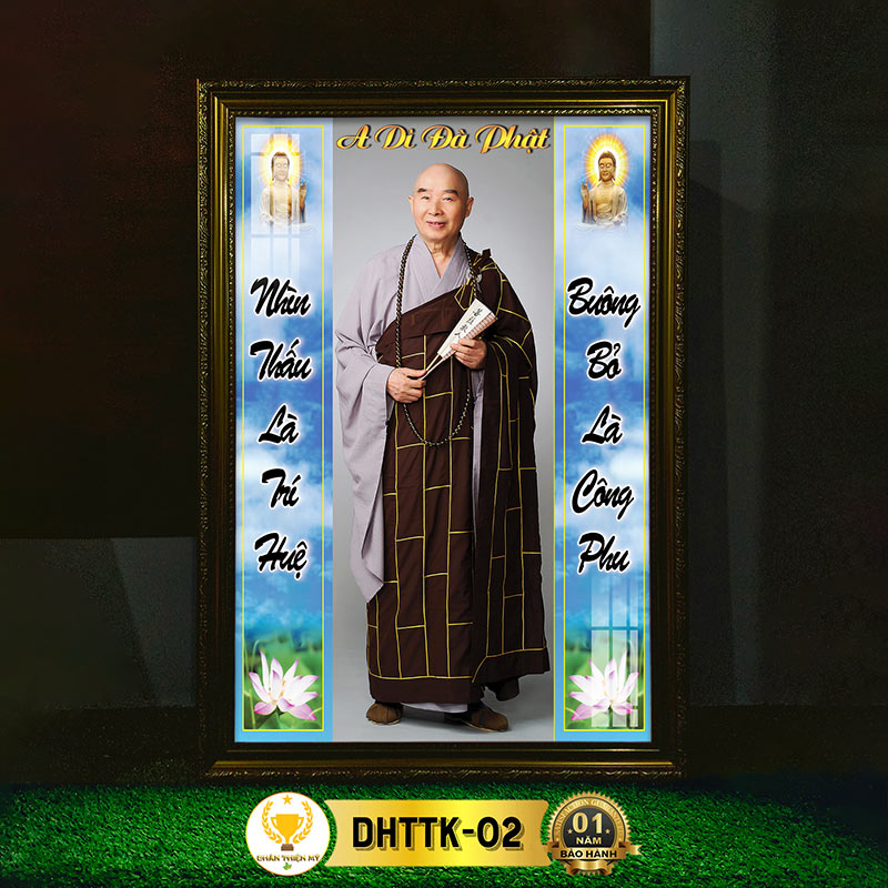 Tranh Thờ Pháp Sư Tịnh Không Có Đèn CHÂN THIỆN MỸ, Treo Tường Trang Trí Bàn Thờ Phật DHTTK-02