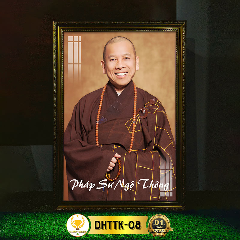 Tranh Treo Tường Hoà Thượng Tịnh Không Có Đèn CHÂN THIỆN MỸ, Trang Trí Bàn Thờ Phật, Treo Phòng Thờ DHTTK-08