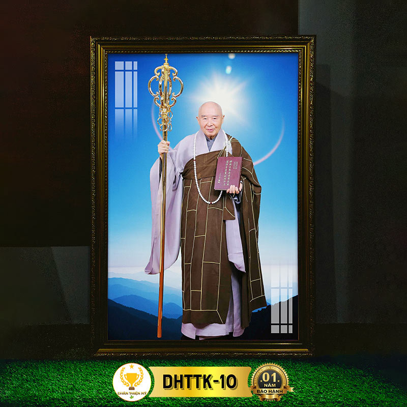 Tranh Treo Phòng Thờ Hoà Thượng Tịnh Không Có Đèn CHÂN THIỆN MỸ, Trang Trí Bàn Thờ Phật Treo Tường DHTTK-10