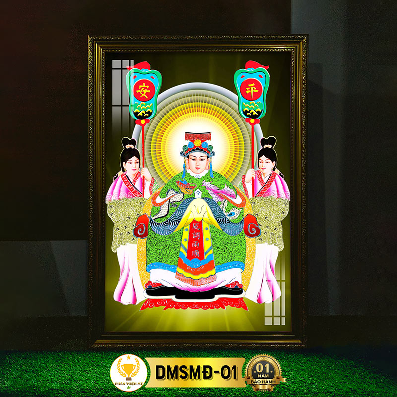 Tranh Phật Treo Tường Mẹ Sanh Mẹ Độ Có Đèn CHÂN THIỆN MỸ, Trang Trí Bàn Thờ, Treo Phòng Thờ DMSMĐ-01