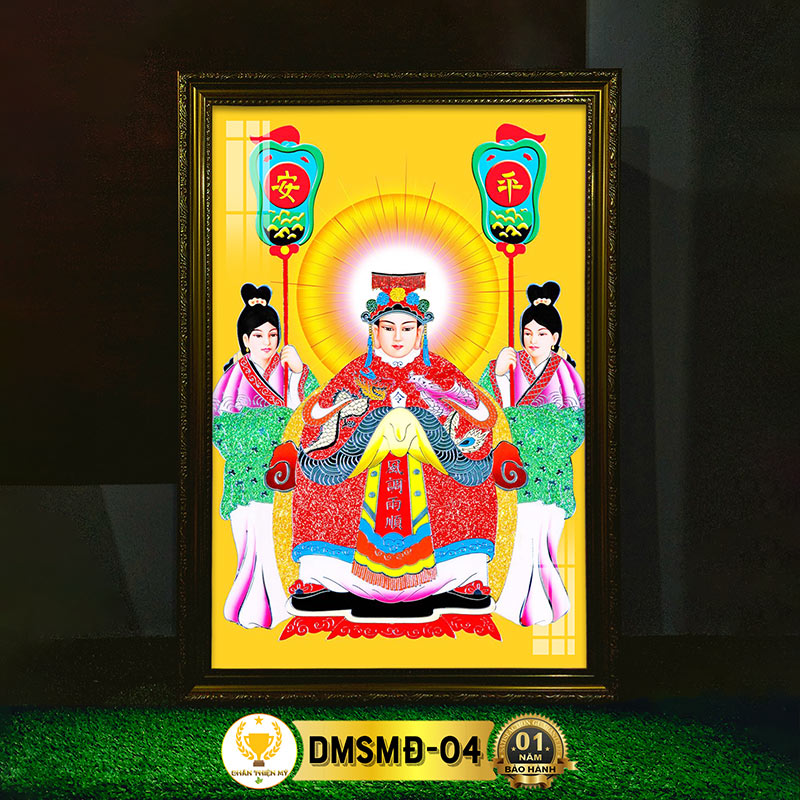 Tranh Phật Treo Tường Mẹ Sanh Mẹ Độ Có Đèn CHÂN THIỆN MỸ, Trang Trí Bàn Thờ, Treo Phòng Thờ DMSMĐ-04