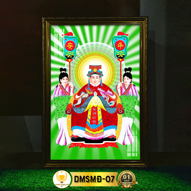Tranh Phật Treo Tường Mẹ Sanh Mẹ Độ Có Đèn CHÂN THIỆN MỸ, Trang Trí Bàn Thờ, Treo Phòng Thờ DMSMĐ-07