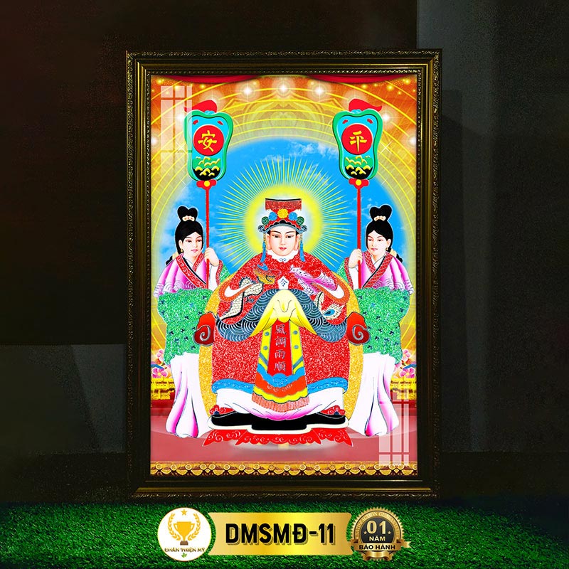 Tranh Phật Treo Tường Mẹ Sanh Mẹ Độ Có Đèn CHÂN THIỆN MỸ, Trang Trí Bàn Thờ, Treo Phòng Thờ DMSMĐ-11