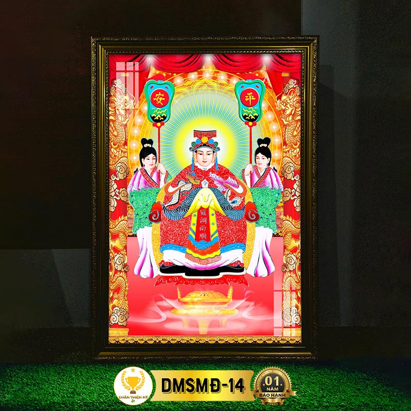 Tranh Treo Phòng Thờ Mẹ Sanh Mẹ Độ Có Đèn CHÂN THIỆN MỸ, Treo Tường Trang Trí Bàn Thờ Phật DMSMĐ-14