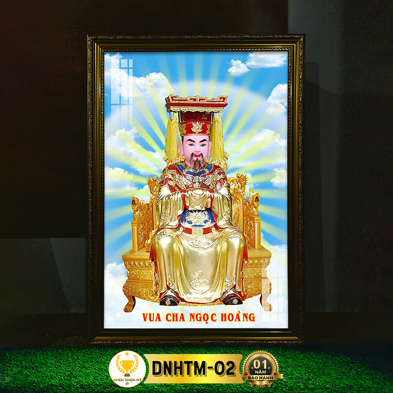 Tranh Thờ Ngọc Hoàng - Diêu Trì Địa Mẫu Có Đèn CHÂN THIỆN MỸ, Trang Trí Bàn Thờ Phật Treo Tường, Treo Phòng Thờ DNHTM-02