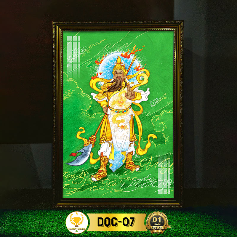 Tranh Treo Phòng Thờ Quan Thánh Đế Quân Có Đèn CHÂN THIỆN MỸ, Trang Trí Bàn Thờ Phật Treo Tường DQC-07