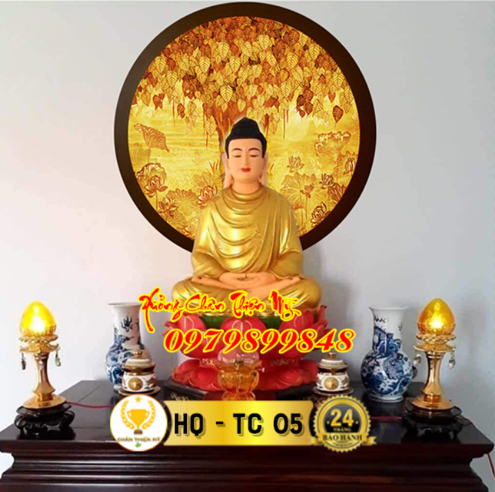 Hào quang trúc chỉ in TC-HQ 55 thờ Phật