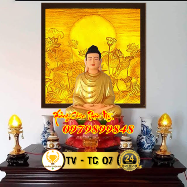 Tranh trúc chỉ in vuông dùng thờ Phật MS 07