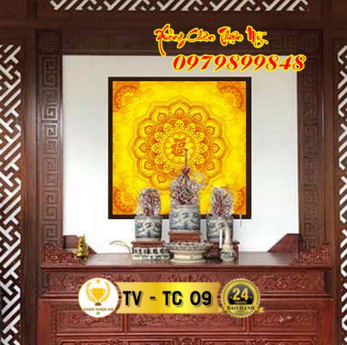 Tranh trúc chỉ in vuông dùng thờ gia tiên  MS 09