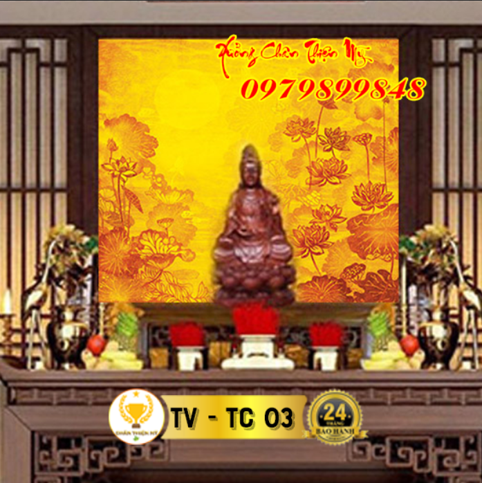 Tranh trúc chỉ in vuông dùng thờ Phật MS 03