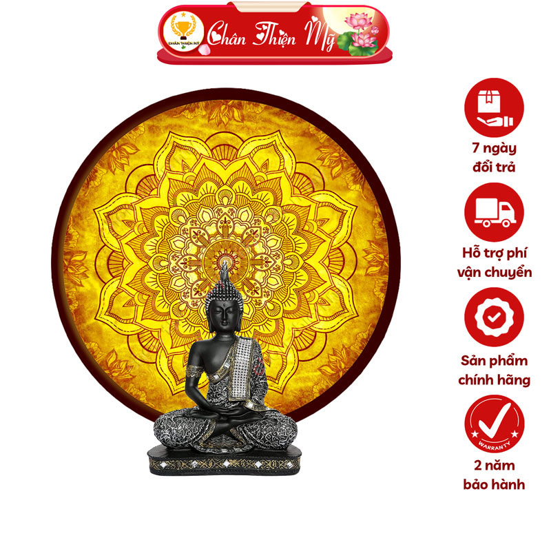 Đèn Hào Quang Mandala In Tranh Trúc Chỉ CHÂN THIỆN MỸ, Tranh Treo Phòng Thờ, Trang Trí Tượng Phật TC-HQ-04