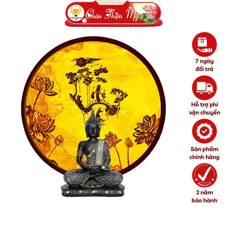 Đèn Hào Quang Phật In Tranh Trúc Chỉ Cha Mẹ CHÂN THIỆN MỸ, Trang Trí Phòng Thờ, Bàn Thờ Treo Tường TC-HQ-06