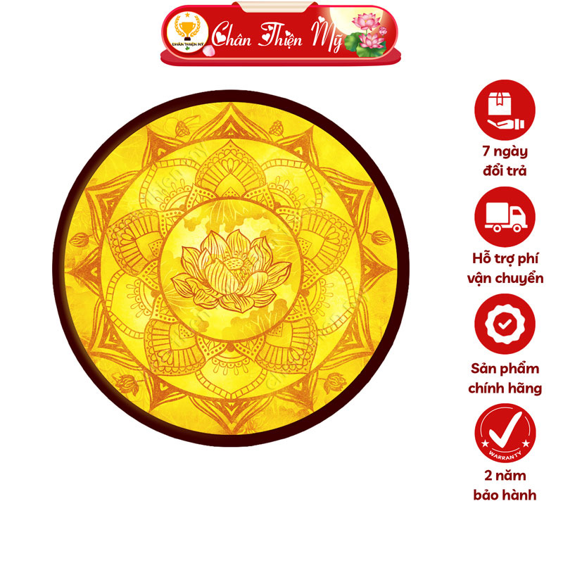Đèn Hào Quang Hoa Sen Mandala In Tranh Trúc Chỉ CHÂN THIỆN MỸ, Tranh Treo Phòng Thờ, Trang Trí Tượng Phật TC-HQ-215