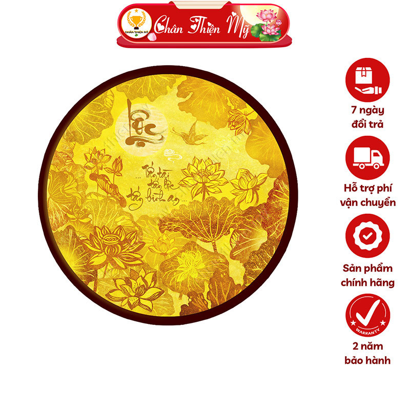 Hào Quang Phật Hoa Sen Chữ Lộc In Tranh Trúc Chỉ CHÂN THIỆN MỸ, Trang Trí Bàn Thờ Gia Tiên, Treo Tượng Phật TC-HQ-217