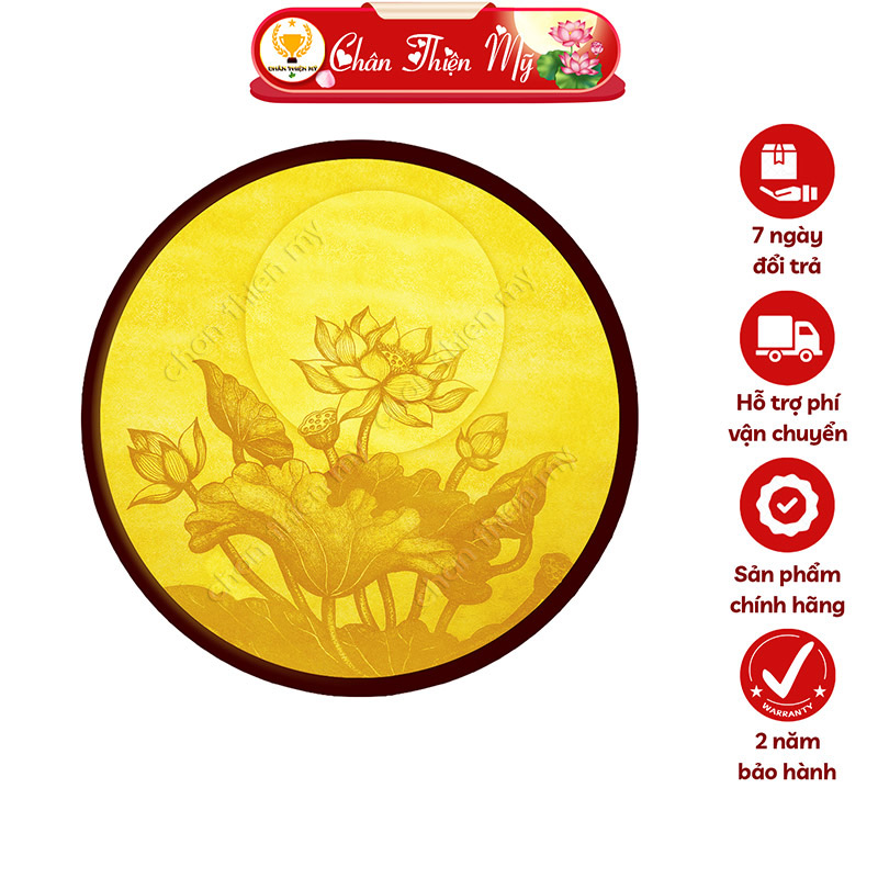 Đèn Hào Quang Hoa Sen In Tranh Trúc Chỉ CHÂN THIỆN MỸ, Trang Trí Bàn Thờ Gia Tiên, Treo Tượng Phật TC-HQ-218