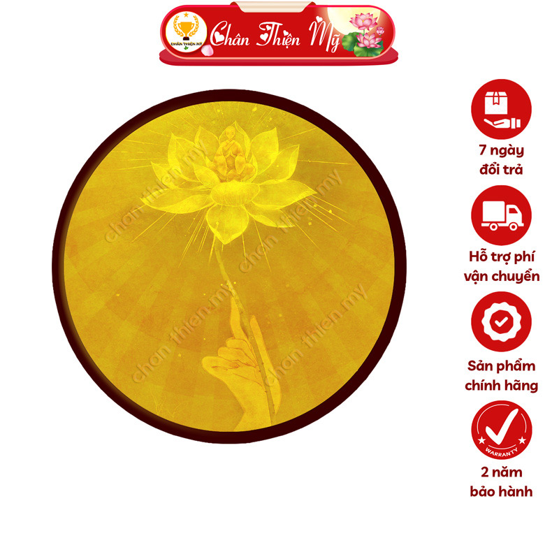 Đèn Hào Quang Hoa Sen In Tranh Trúc Chỉ CHÂN THIỆN MỸ, Trang Trí Bàn Thờ Gia Tiên, Treo Tượng Phật TC-HQ-219
