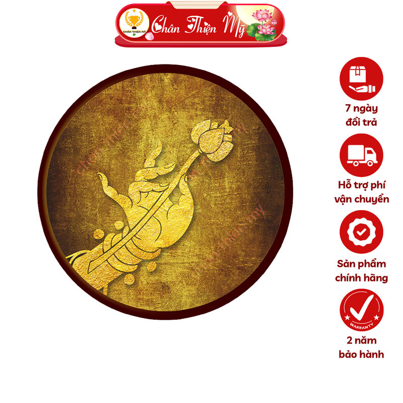 Đèn Hào Quang Tay Phật Cầm Hoa Sen In Tranh Trúc Chỉ CHÂN THIỆN MỸ, Trang Trí Bàn Thờ Phật, Treo Phòng Thờ TC-HQ-220