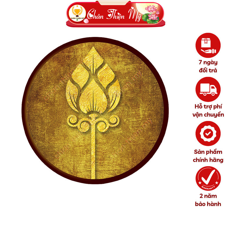 Đèn Hào Quang Hoa Sen In Tranh Trúc Chỉ CHÂN THIỆN MỸ, Tranh Treo Phòng Thờ, Trang Trí Tượng Phật TC-HQ-221