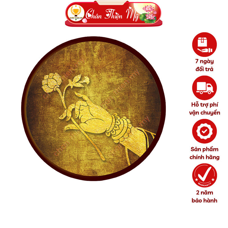 Đèn Hào Quang Phật In Tranh Trúc Chỉ Tay Phật Cầm Hoa Sen CHÂN THIỆN MỸ, Trang Trí Bàn Thờ, Treo Tượng Phật TC-HQ-222