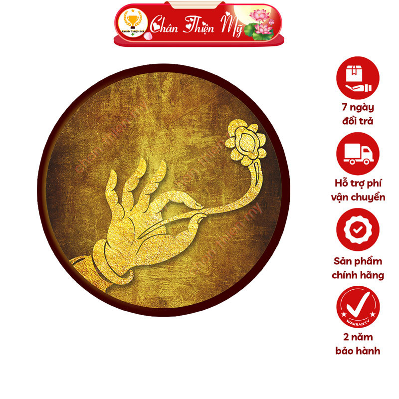 Đèn Hào Quang Tay Phật In Tranh Trúc Chỉ CHÂN THIỆN MỸ, Trang Trí Bàn Thờ Phật, Treo Phòng Thờ TC-HQ-223