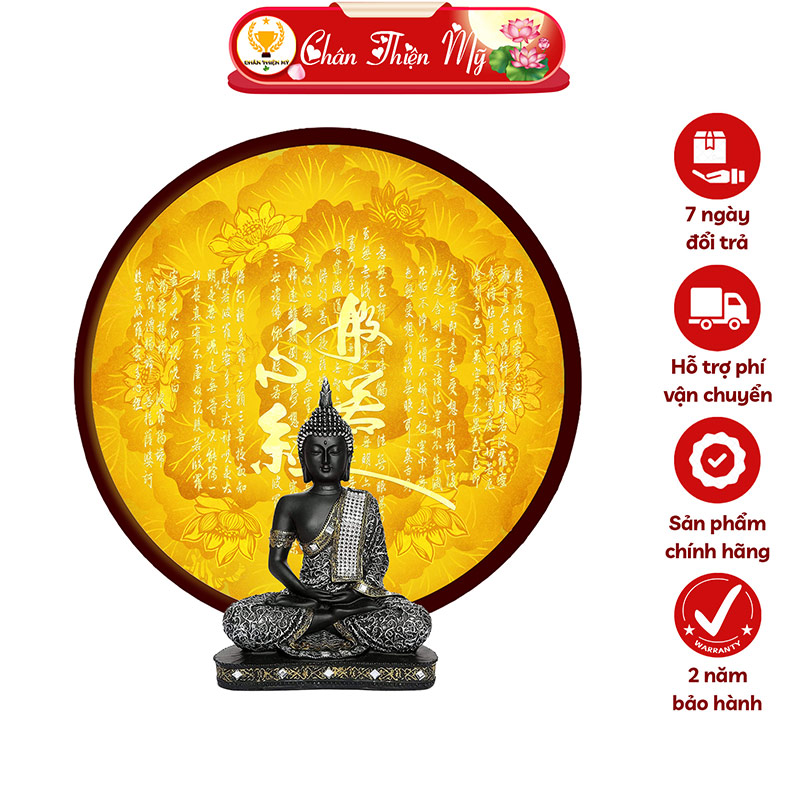 Đèn Hào Quang Bát Nhã Tâm Kinh In Tranh Trúc Chỉ CHÂN THIỆN MỸ, Tranh Treo Phòng Thờ, Trang Trí Tượng Phật TC-HQ-233