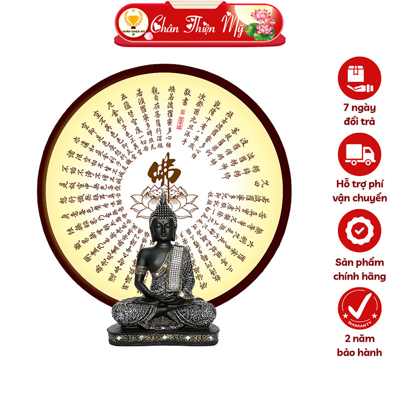 Đèn Hào Quang Bát Nhã Tâm Kinh In Tranh Trúc Chỉ CHÂN THIỆN MỸ, Tranh Treo Phòng Thờ, Trang Trí Tượng Phật TC-HQ-238