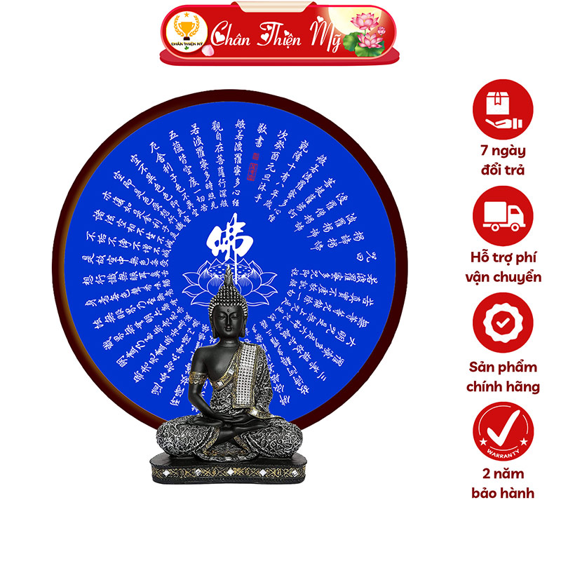 Đèn Hào Quang Bát Nhã Tâm Kinh In Tranh Trúc Chỉ CHÂN THIỆN MỸ, Trang Trí Bàn Thờ Phật, Treo Phòng Thờ TC-HQ-239