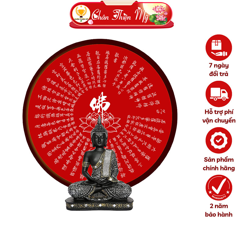 Hào Quang Phật Bát Nhã Tâm Kinh In Tranh Trúc Chỉ CHÂN THIỆN MỸ, Trang Trí Bàn Thờ Treo Tường Cùng Tượng Phật TC-HQ-240