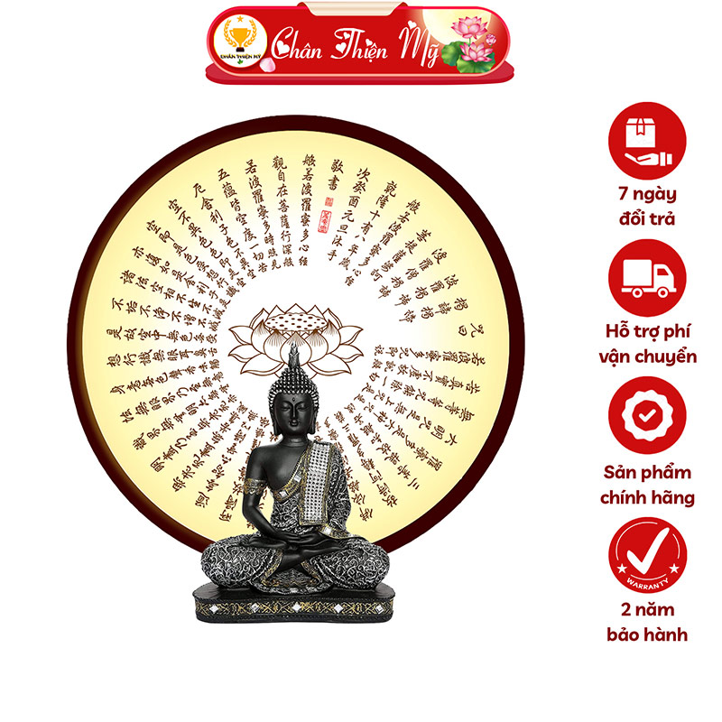 Đèn Hào Quang Bát Nhã Tâm Kinh In Tranh Trúc Chỉ CHÂN THIỆN MỸ, Tranh Treo Phòng Thờ, Trang Trí Tượng Phật TC-HQ-244