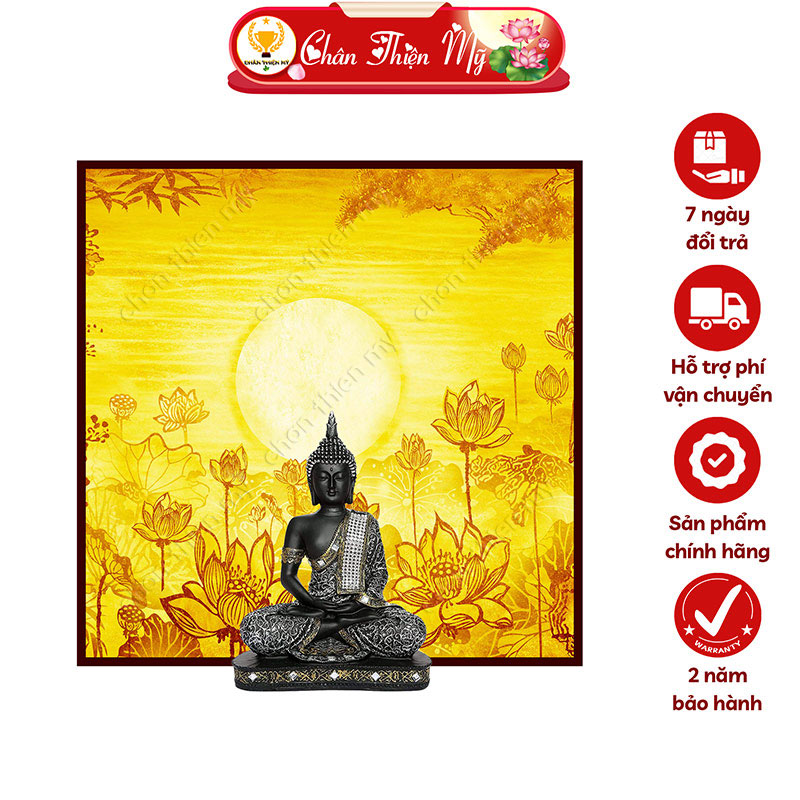 Đèn Bàn Thờ Hoa Sen In Tranh Trúc Chỉ Vuông CHÂN THIỆN MỸ, Trang Trí Ban Thờ, Treo Phòng Thờ TC-TV-50