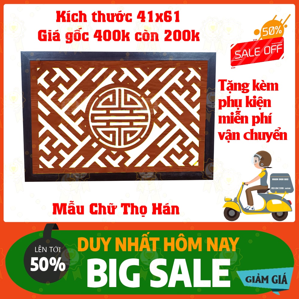 Tấm chống ám khói bàn thờ Mẫu chữ Thọ Hán