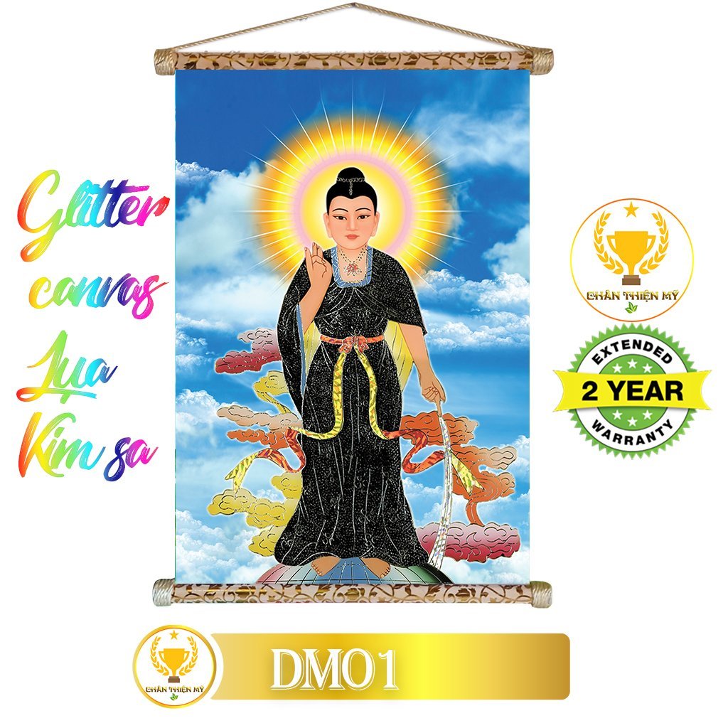 Tranh lụa kim sa khung gỗ Đại Mẫu