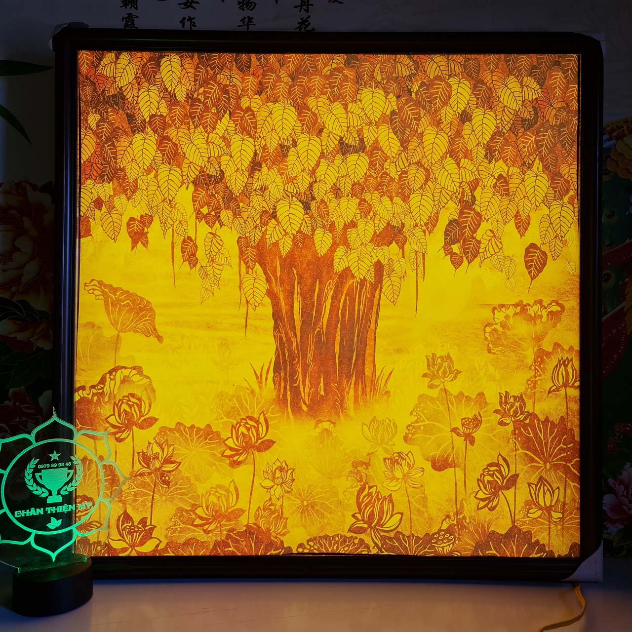 Tranh trúc chỉ in vuông dùng thờ gia tiên MS 44