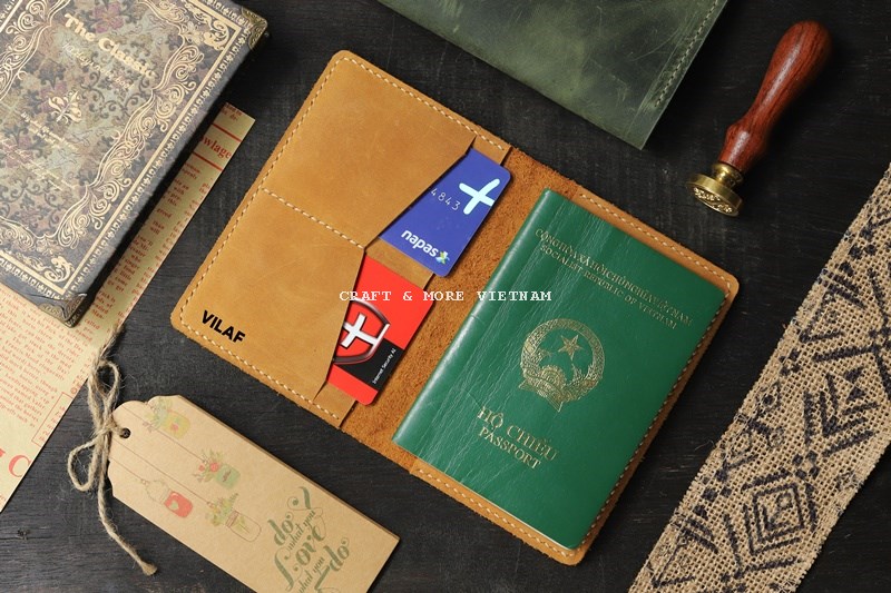 Ví đựng hộ chiếu passport cover da thật handmade