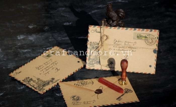 Bì thư vintage Tem Việt Craft & More Vietnam Bì thư vintage Tem Việt Craft & More Vietnam